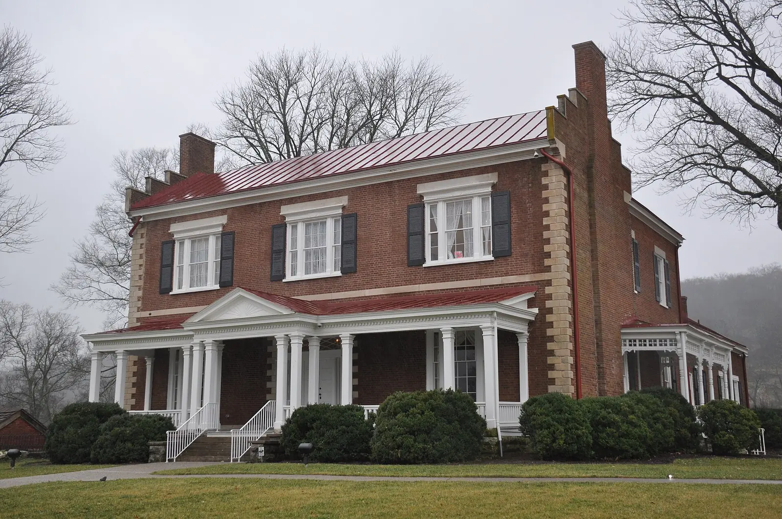 Ravenswood, the 1825 brick mansion with a columned front porch, in Marcella Vivrette Smith Park on Wilson Pike in south Brentwood.
