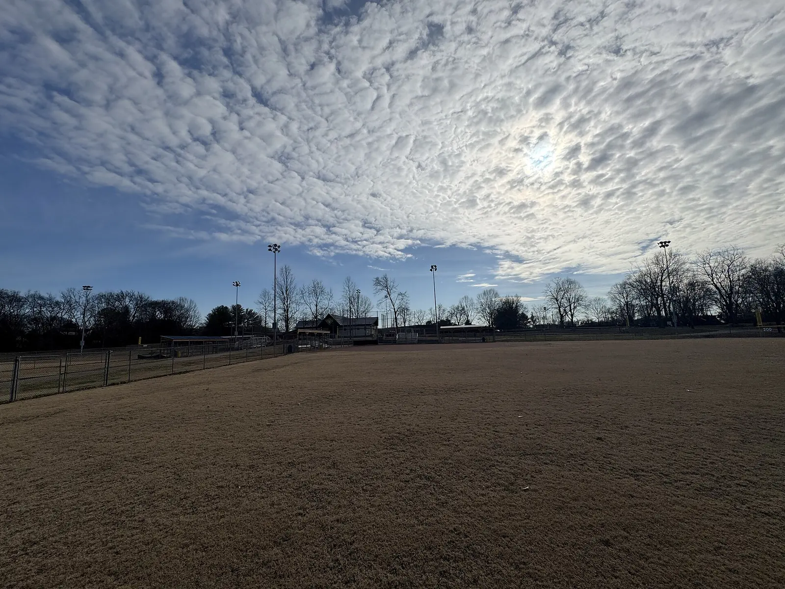 The baseball and softball fields at Crockett Park in Brentwood in late winter, before the spring season
